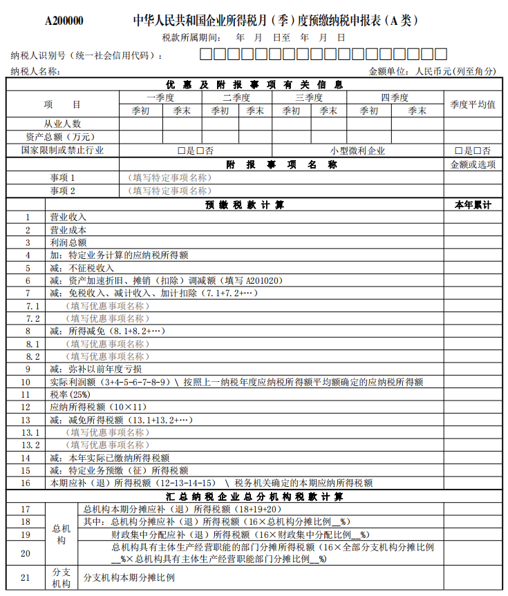 企业所得税申报表模板（2023所得税汇算清缴模板） 会计师考试知识 第2张